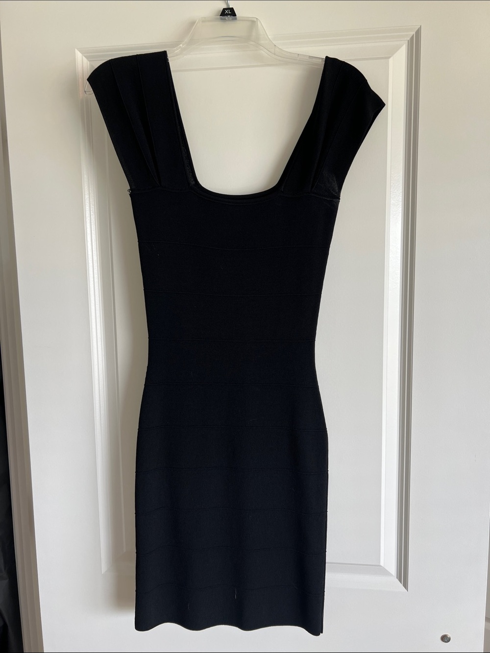 MAX STUDIO Classic Black Square-Neck Bodycon Dress